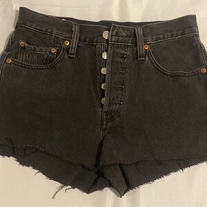 Levi's 501 Black Cut Off Denim Shorts Button Fly Pockets Women's Regular Size 8